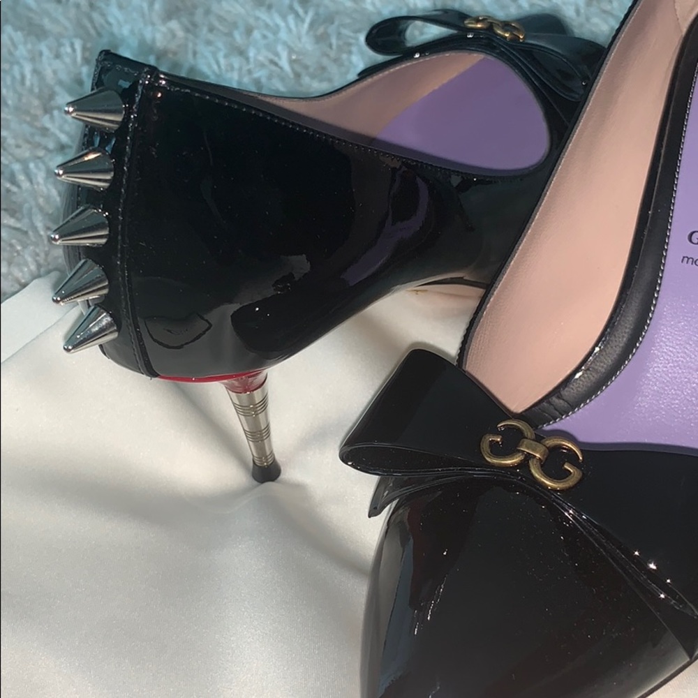 Gucci Vernice crystal Sadie - Black 37.5 spike - Picture 7 of 8